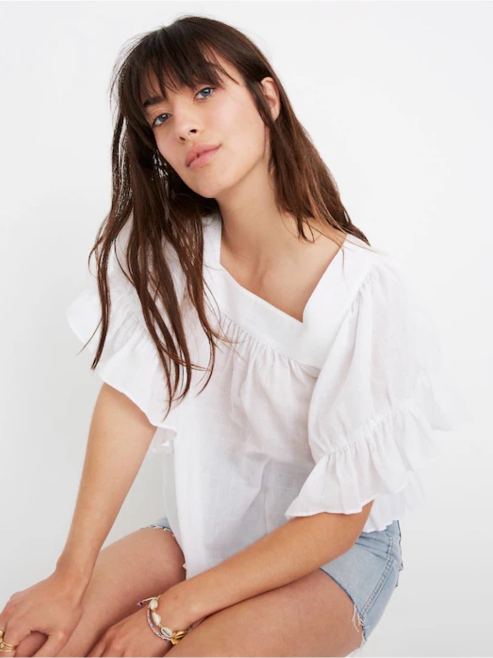 madewell flutter-sleeve butterfly top